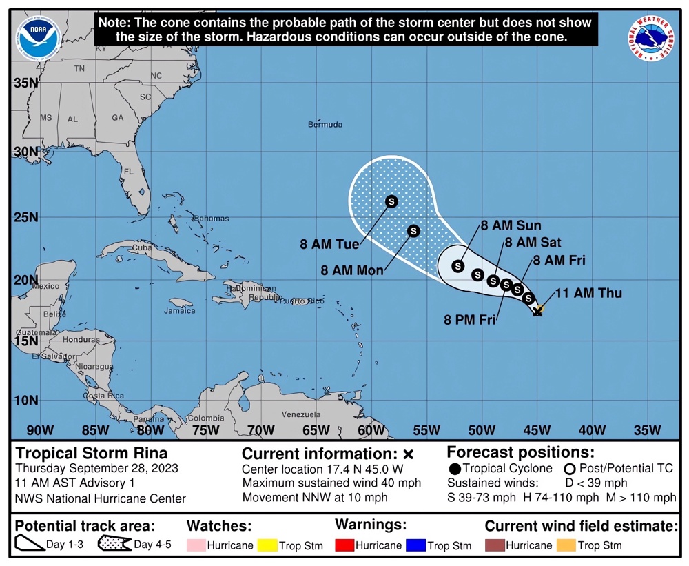 Se forma la tormenta Rina en el centro del Atlántico y puede