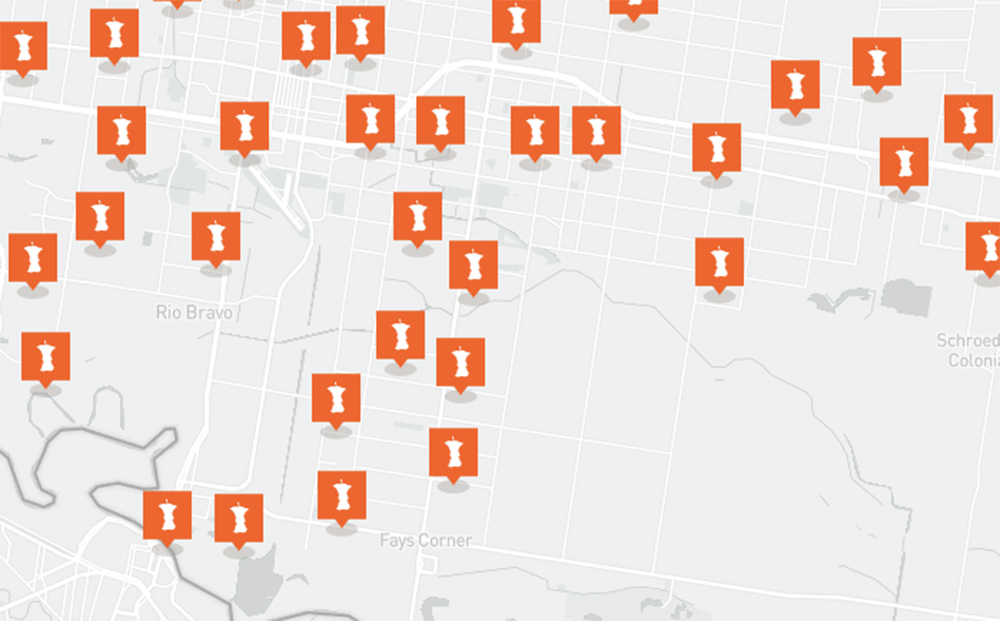 Mapa para obtener comida gratis en el Valle de Río Grande