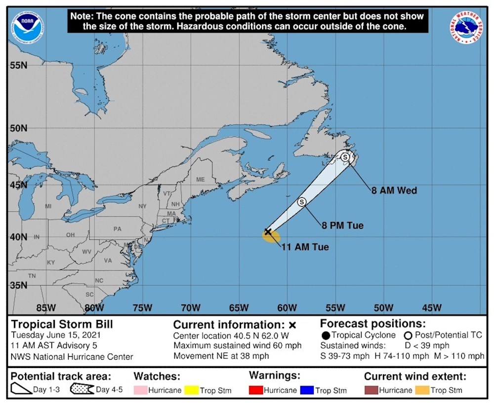 Se forma Bill, la segunda tormenta tropical del Atlántico
