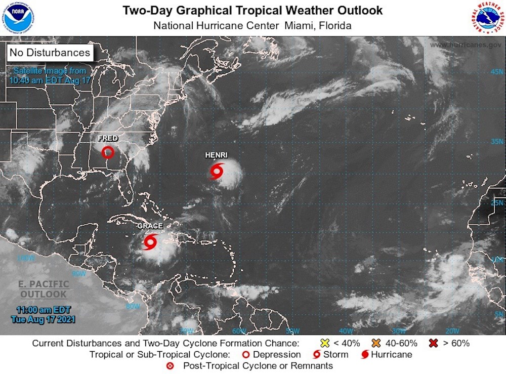 Grace se acerca a Jamaica, Henri a Bermudas y Fred se debilita tierra adentro