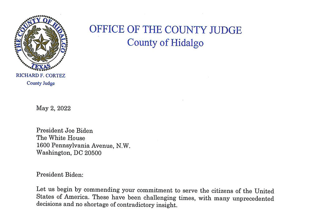 Juez del condado Richard Cortez invita al presidente Biden a recorrer la frontera