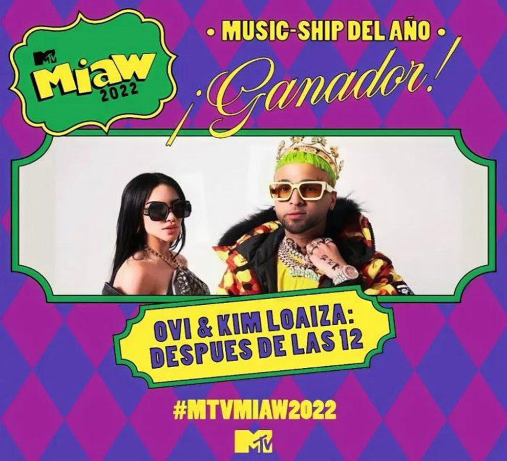 “Nos llevamos el premio MTV MIAW”, expresó Ovi al agradecer a sus fans