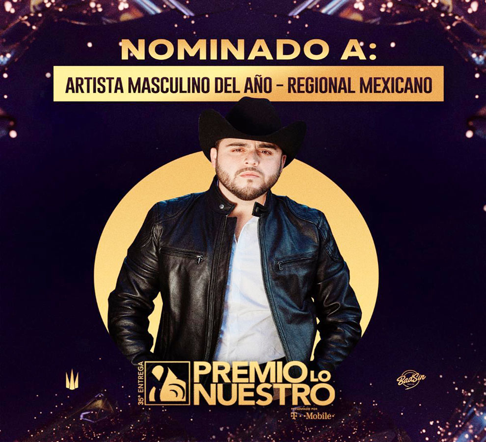 GERARDO ORTIZ ES  nominado a Premio Lo Nuestro 2023 en la categoría Artista Masculino del Año Regional Mexicano