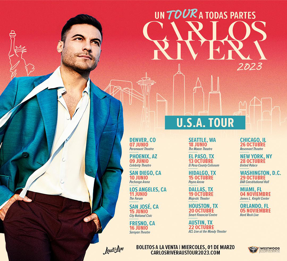 CARLOS RIVERA LLEGA A ESTADOS UNIDOS CON “UN TOUR A TODAS PARTES”