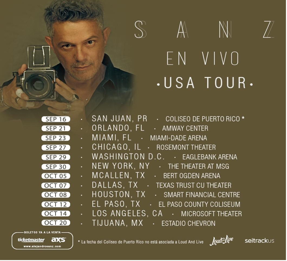 ALEJANDRO SANZ anuncia su gira “Sanz en Vivo”