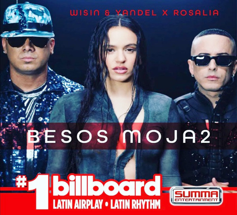 Besos Mojados de Wisin y Yandel junto a Rosalía se posiciona como la canción #1 en la radio de EEUU