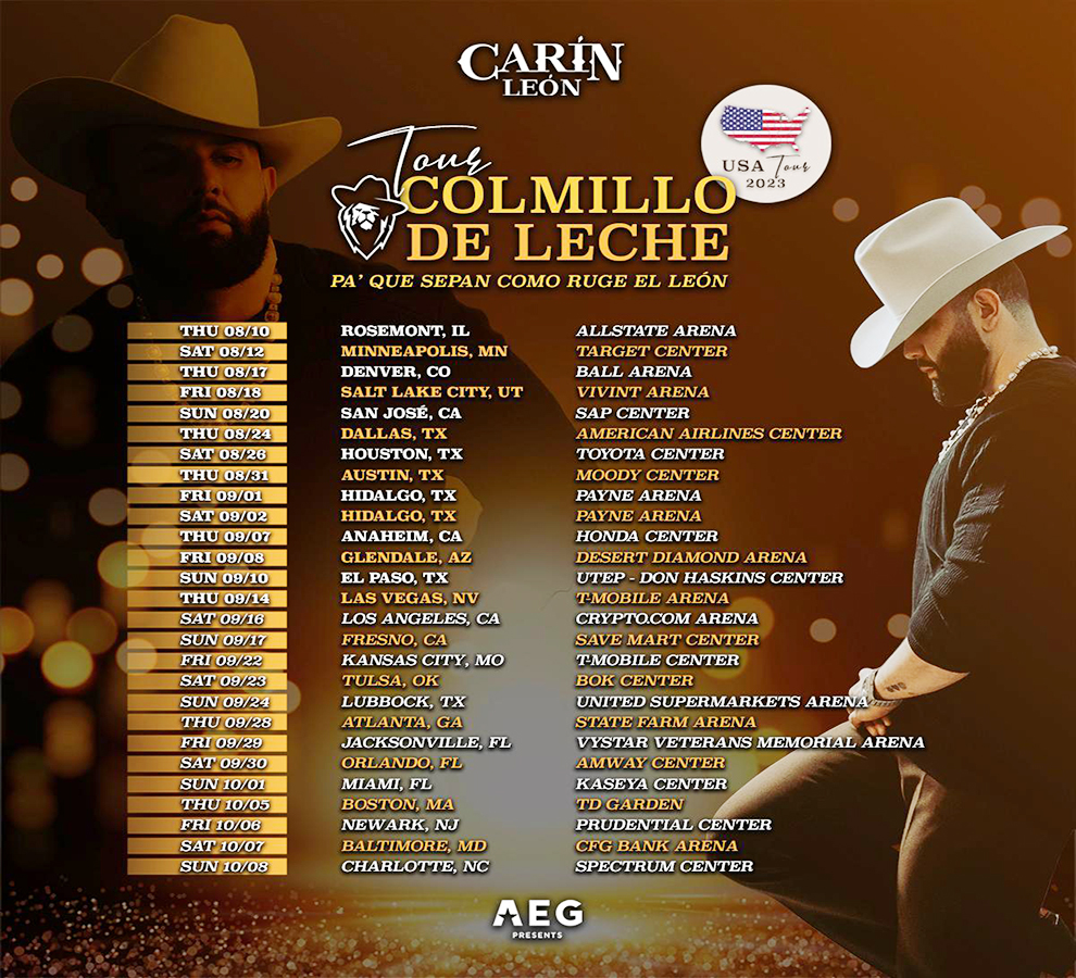 Carín León anuncia “Colmillo de leche” gira de arenas por Estados Unidos