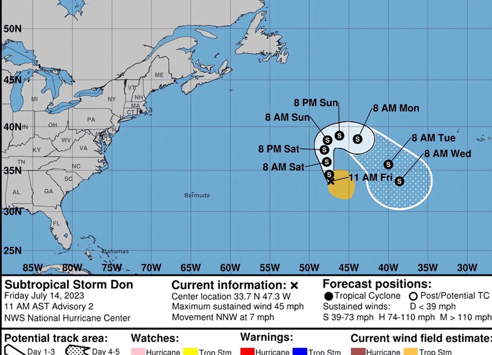 Se forma en medio del Atlántico la tormenta subtropical Don
