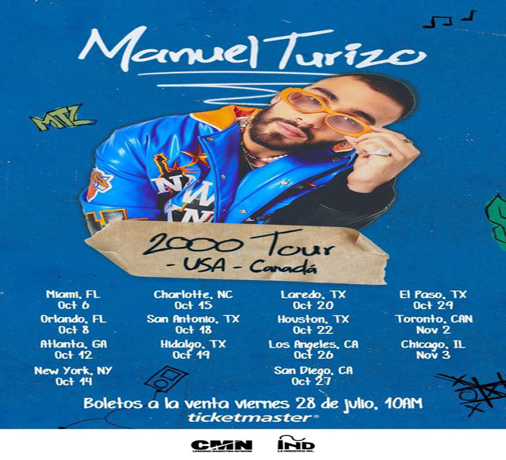 Manuel Turizo está listo para conquistar US y Canadá con “2000 Tour”, luego de su exitosa gira por Latam, producida por CMN