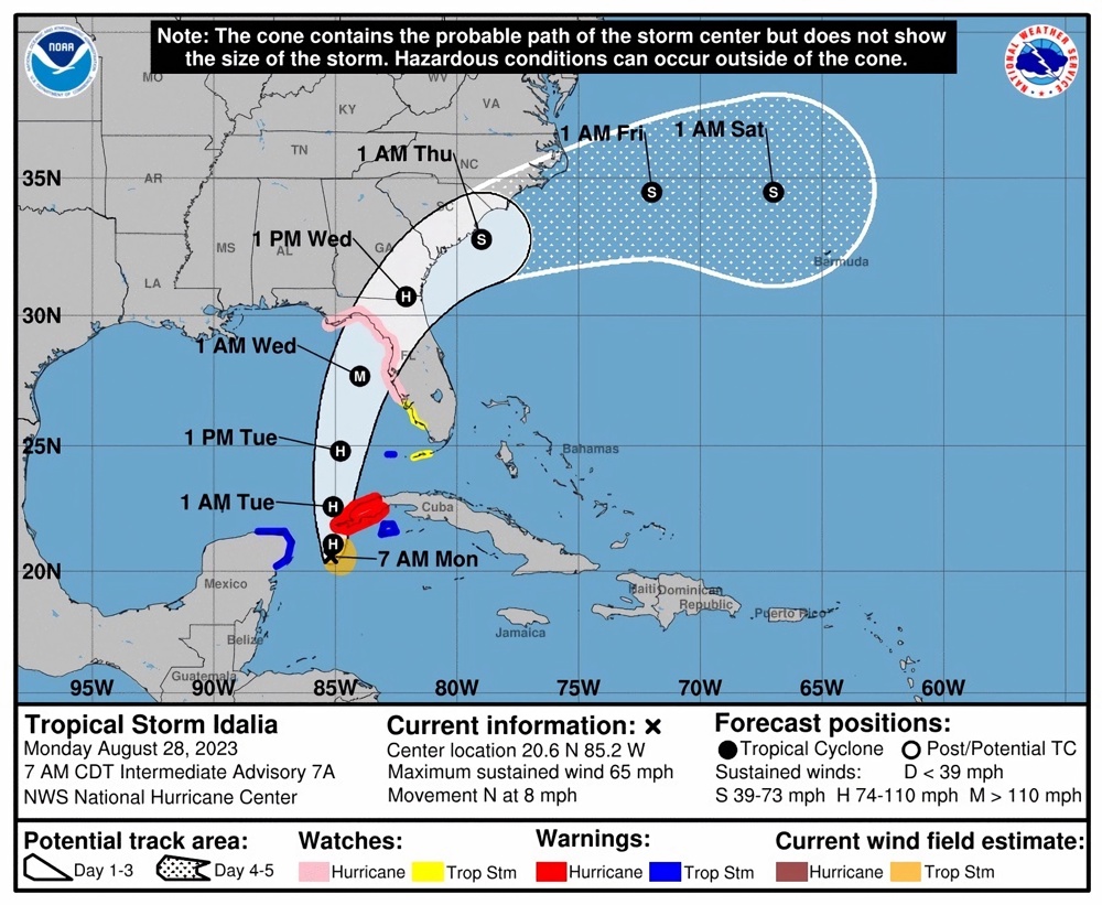 Idalia se intensifica a medida que se acerca a Cuba y este lunes será huracán
