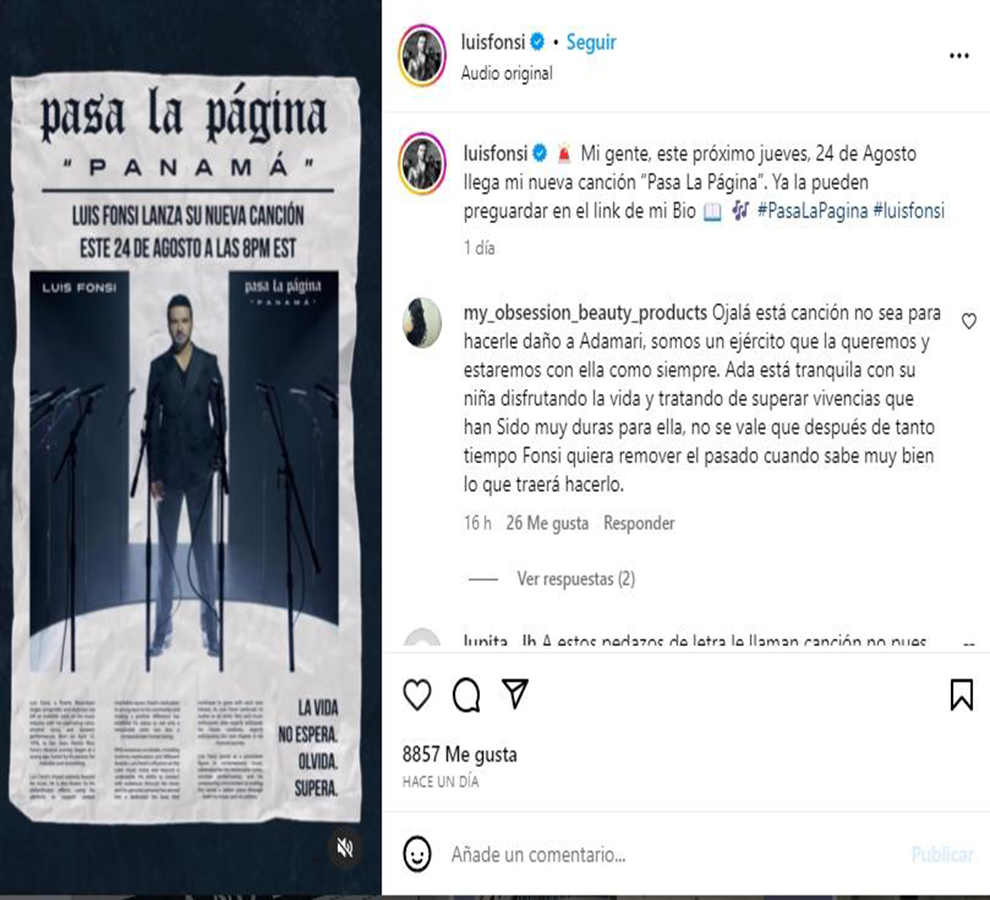 Luis Fonsi entra en controversia con su tema “Pasa la página”, pues afirman que es una indirecta