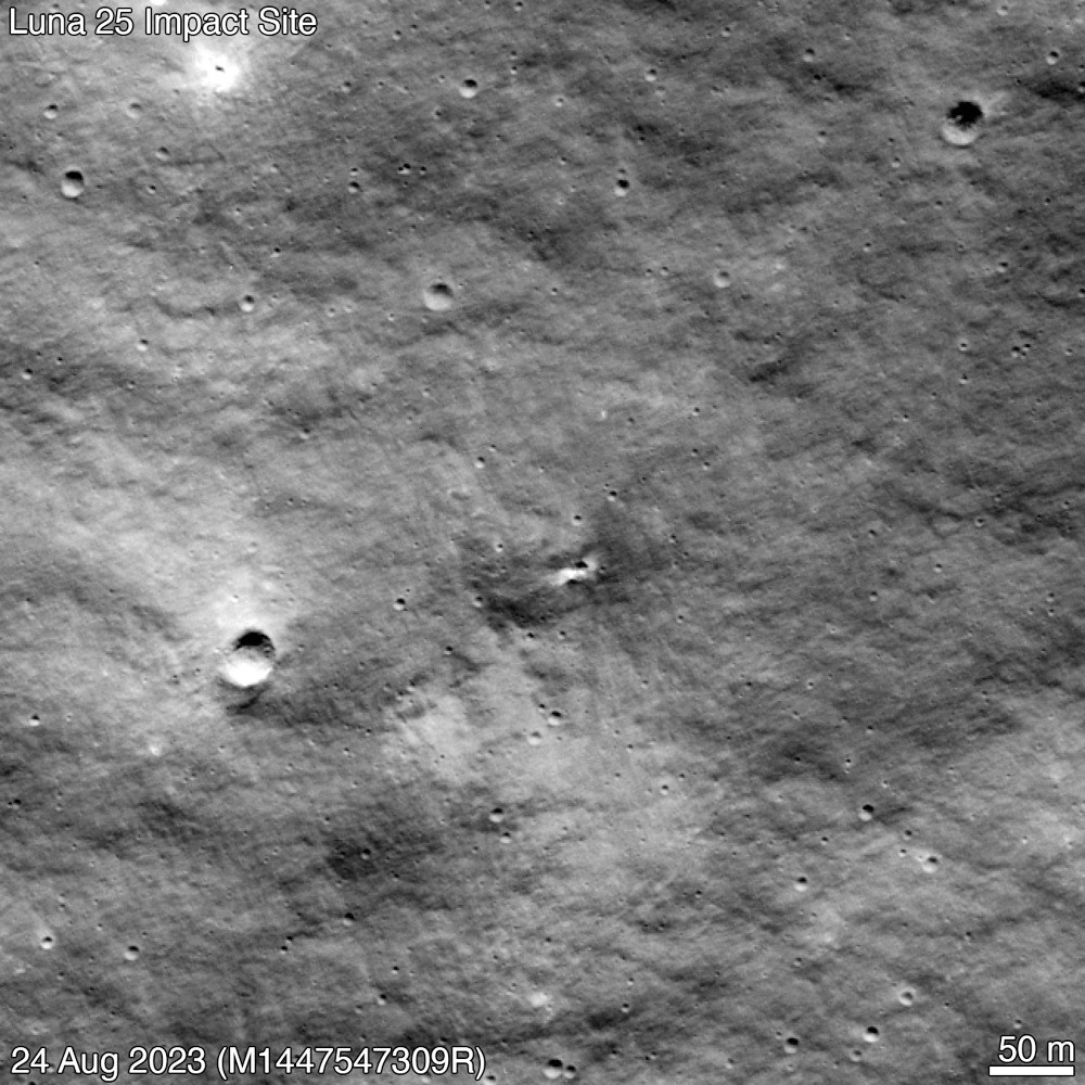 La NASA logra imágenes de un nuevo cráter en la luna surgido tras la fallida misión rusa