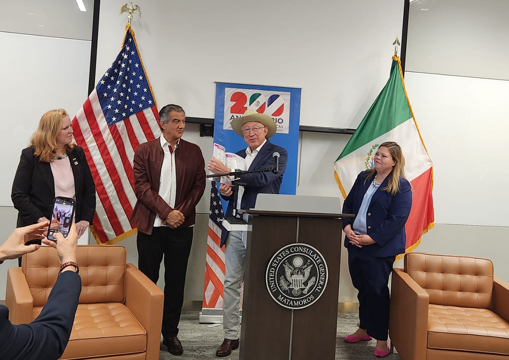 Embajador de EU y Américo Villarreal fortalecen coordinación entre Tamaulipas y EU