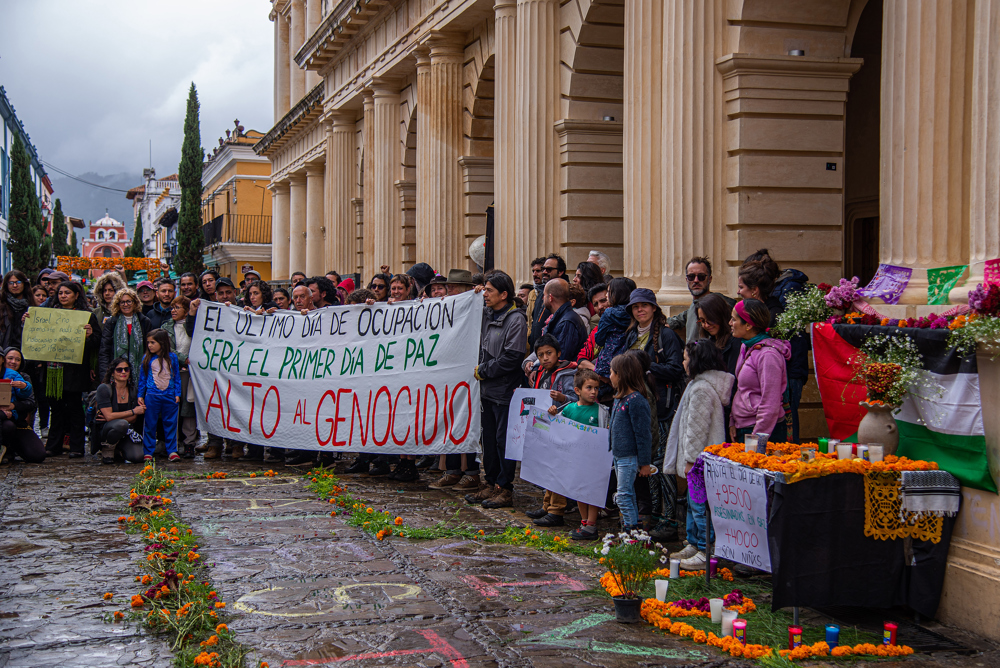 Manifestantes en el sur de México piden “alto al genocidio palestino”