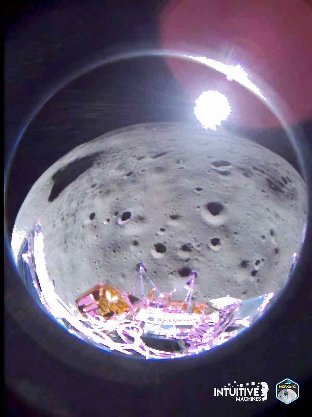 El módulo Odiseo envía sus primeras imágenes desde la Luna