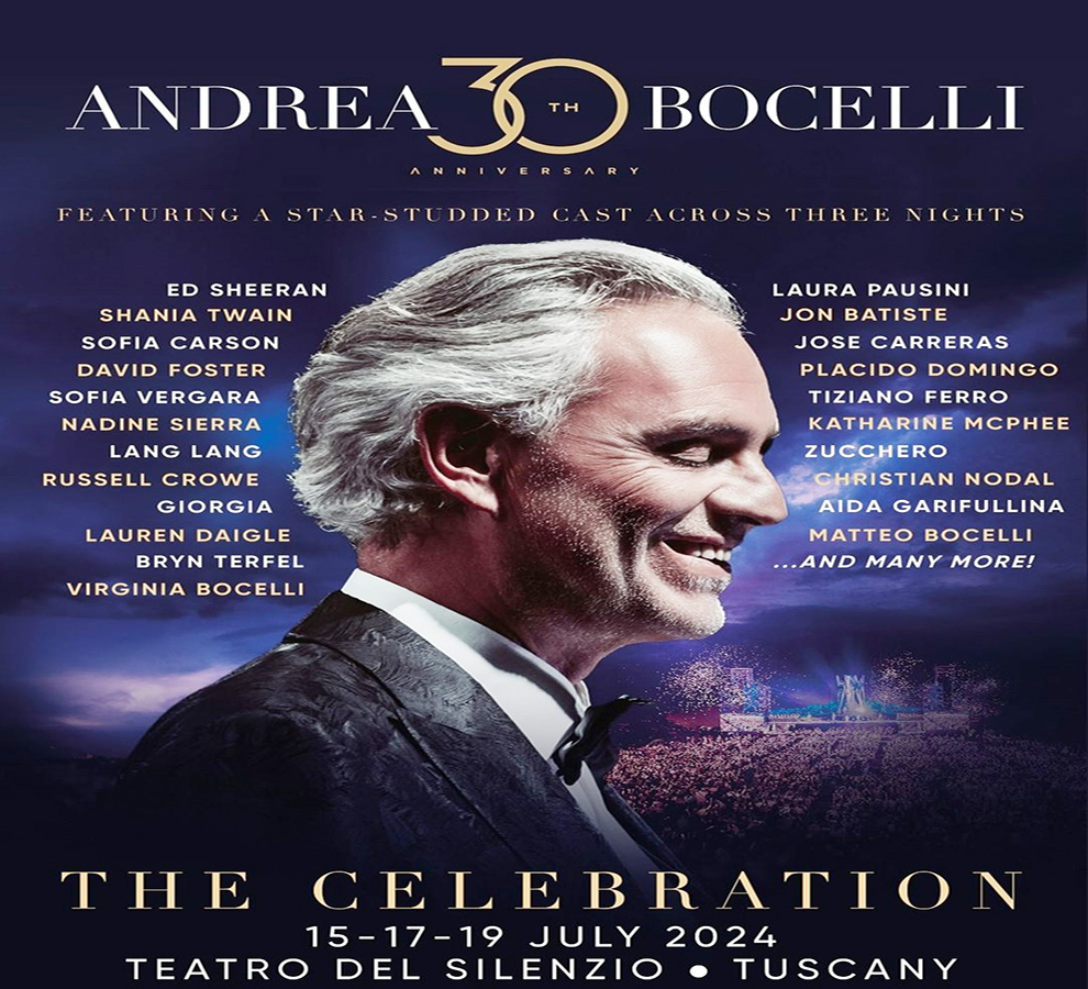 Christian Nodal es invitado a los conciertos de aniversario de Andrea Bocelli 