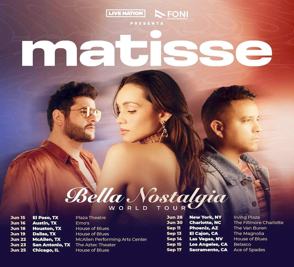 MATISSE  listo para iniciar su tour “Bella Nostalgia” que los llevará por Estados Unidos, Europa y América Latina