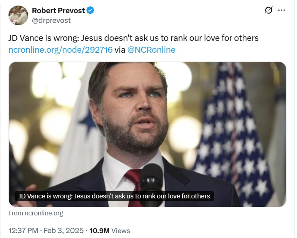 Cardenal Prevost en X antes de ser papa: apoyo a inmigrantes y críticas recientes a Vance